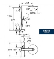 MEDIDAS COLUMNA DUCHA TERMOSTATICA AQUA PURE GROHE